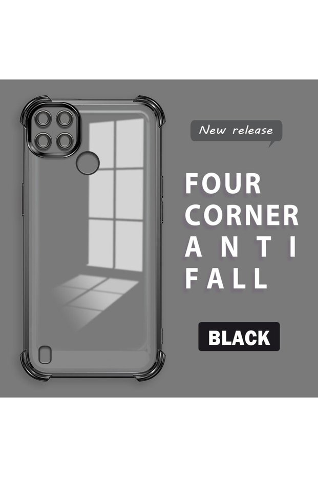 Realme C21Y/C25Y Compatible Transparent Four Corner Silicone Coated Glossy Edge Case