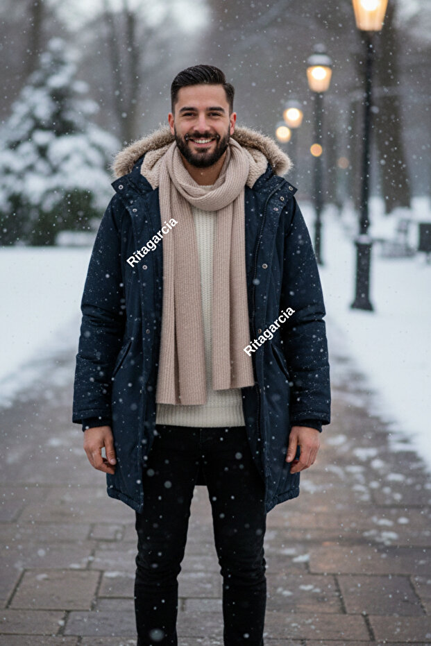 Thessaloniki Men's Knitted Scarf - Long Thick Winter Unisex