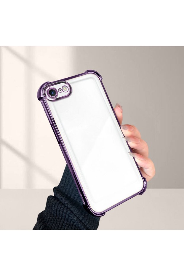 Case Compatible with iPhone 7/8/Se 2020 2022 Anti-Drop Plating Transparent Silicone Phone Case
