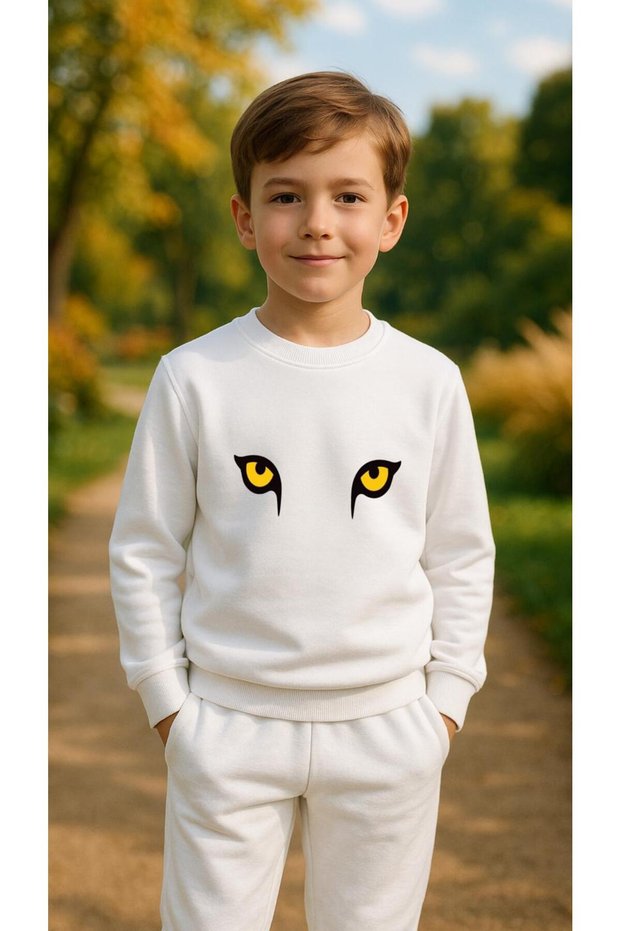 Team Sweatshirt Tiger Eye Printed Girls Boys Crew Neck3 4-5-6-7-8-9-10-11-12Years