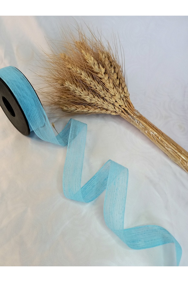 Turquoise Blue Linen Ribbon Nopeli̇ Linen Ribbon 20 Mt 2.5cm