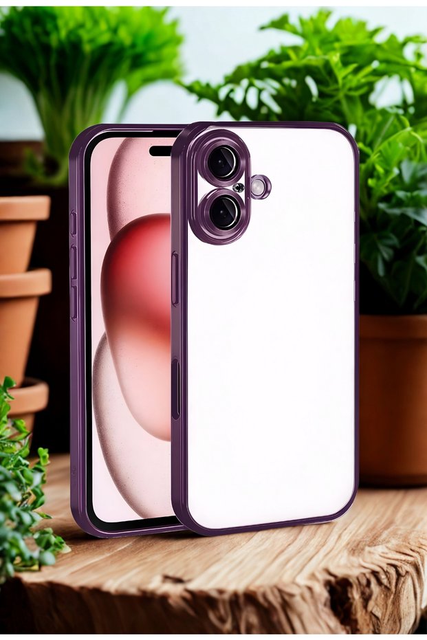 Apple iPhone 17 Compatible Case with Camera Lens Protection, Colored Edges, Transparent, Slim, Soft Design Case