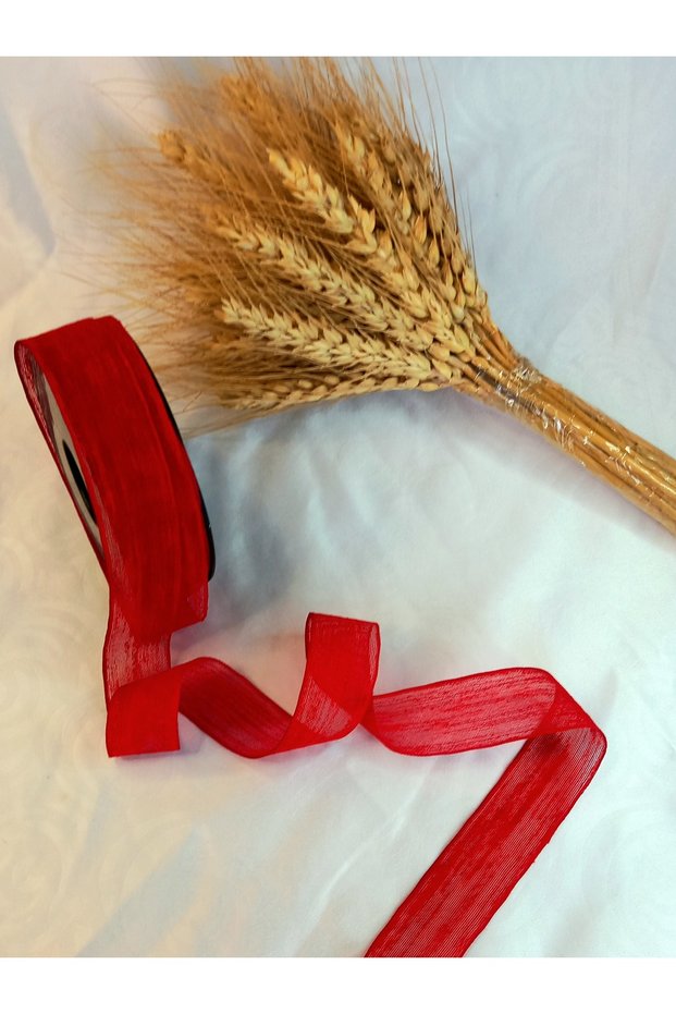 Red Linen Ribbon Nopeli̇ Linen Ribbon 20 Mt 2.5cm