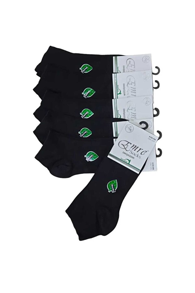 & Emre 6 Pairs Bamboo Short Sports Stitch-Free Toe Men's Booties Socks - Black