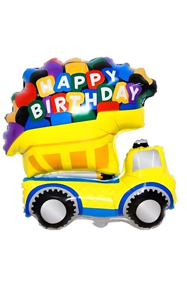 Construction Machinery Themed Truck Happy Birthday Foil Balloon