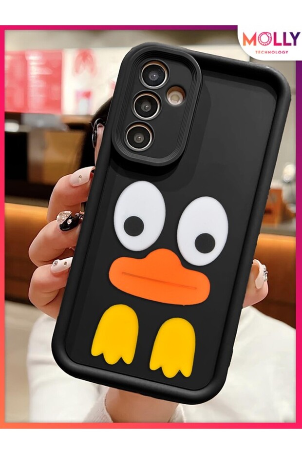 Cute Duck Silicone Case with Thick Black Edges 3D Embossed for Samsung Galaxy A05S