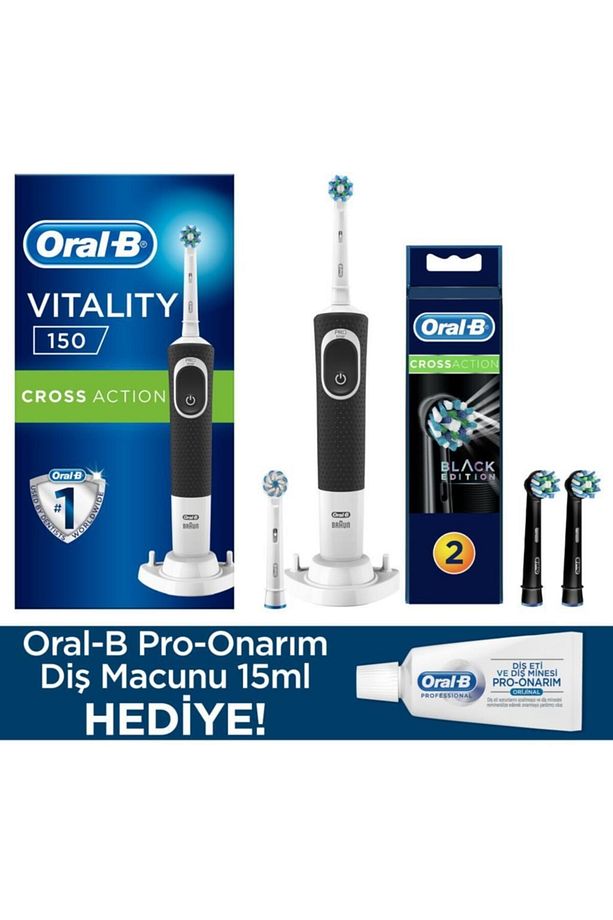 Vitality D150 Diş Fırçası Cross Action+cross Action Siyah 2'li+diş Macunu 15 Ml - 1