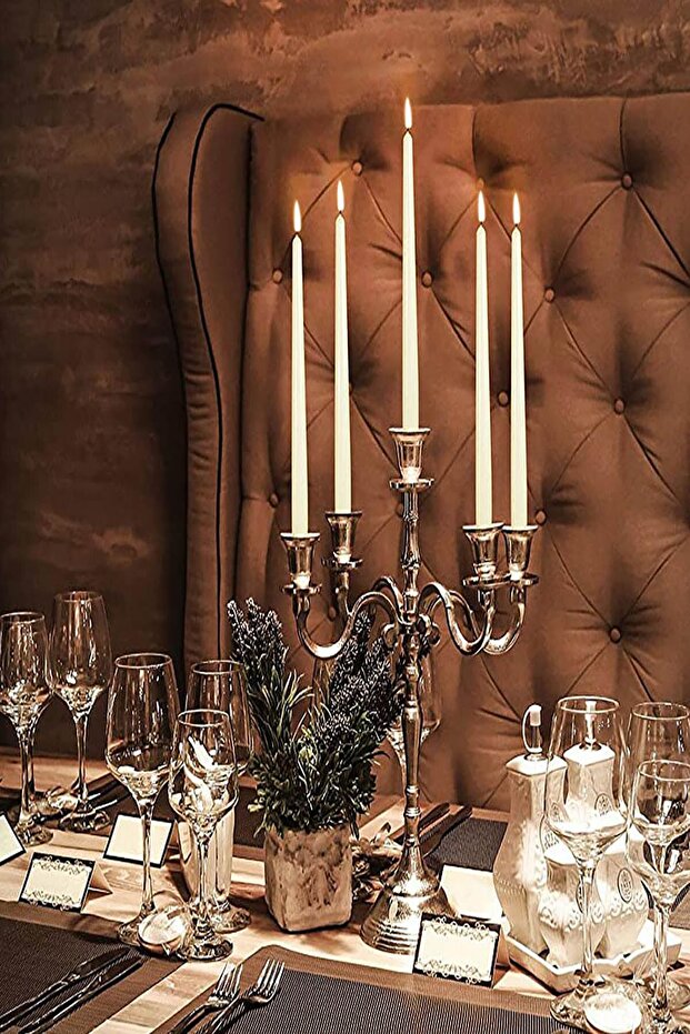 4 Lu Krem Konik Şamdan Mum - 2