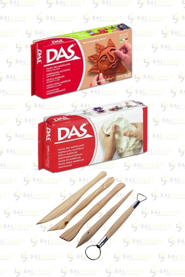 مجموعة نمذجة طين السيراميك الأبيض + البني من Das