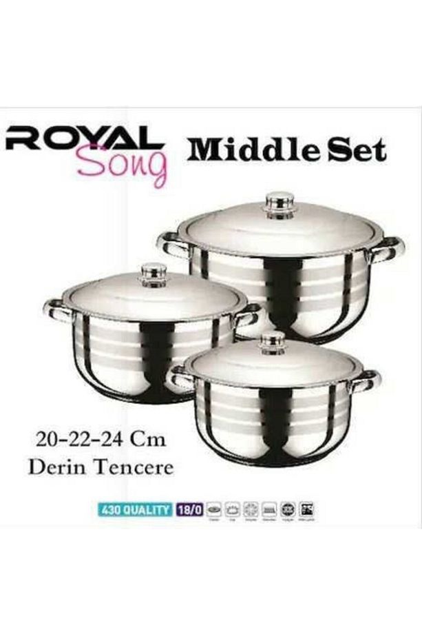 Royal Mıddle Set Paslanmaz Çelik Tencere Seti 20-22-24 cm - 2
