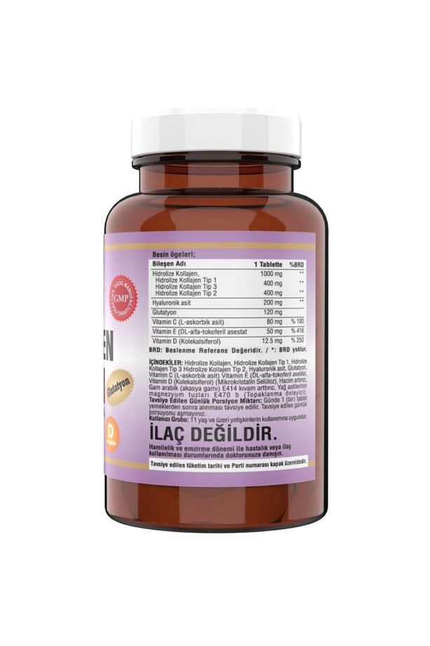 Collagen Kolajen Tip 1 Tip 2 Tip 3 Glutatyon Vitamin C 90 Tablet - 2
