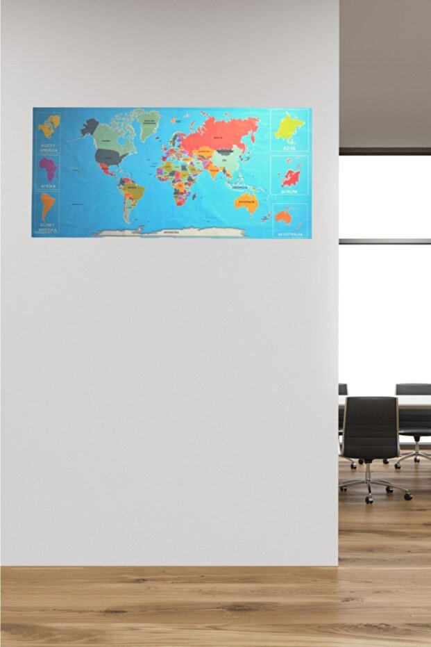 Set of 2 Atlas World Map Magnetic Adhesive-Free Wall Sticker 118 * 56 Cm