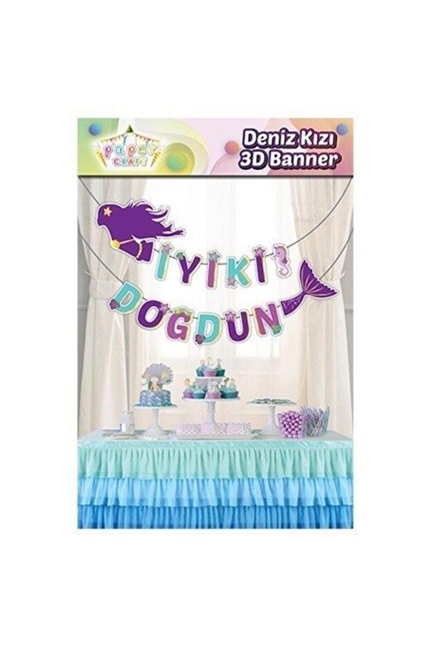 Mermaid Happy Birthday Banner Pennant Birthday Party