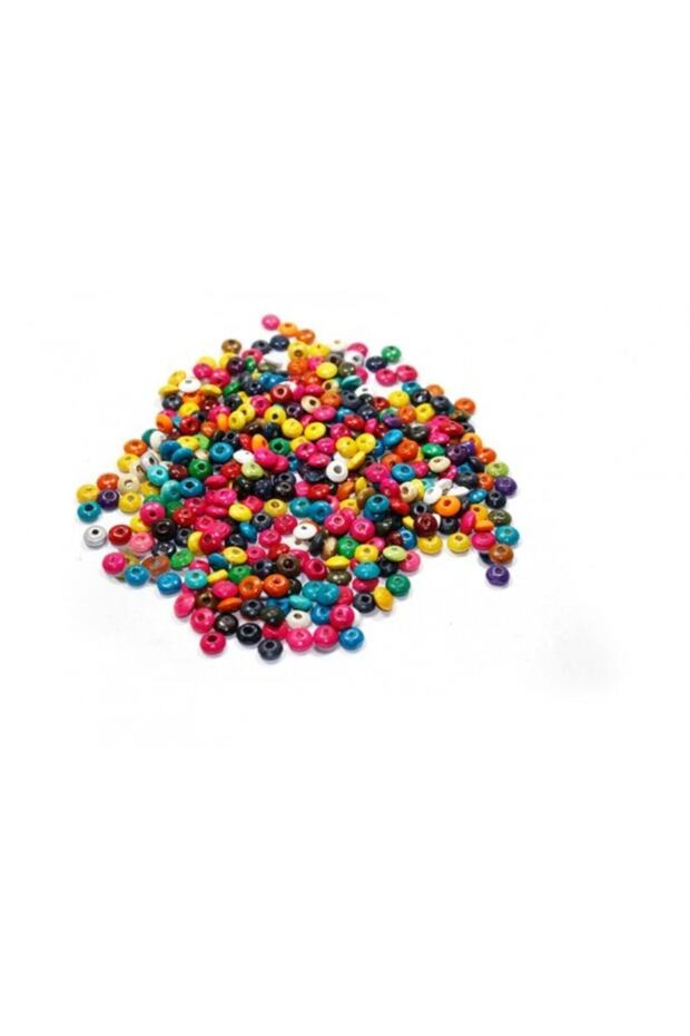 8 Mm Ring Wooden Beads Mixed Color 100 Grams