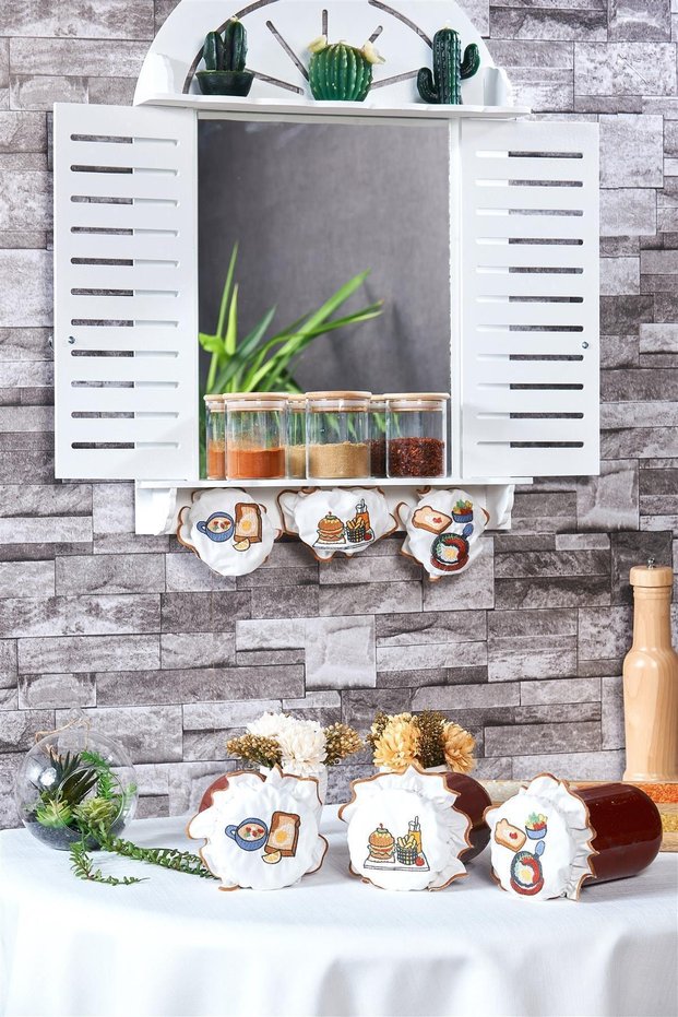 3-Piece Fabric Jar Lid Toast Pattern