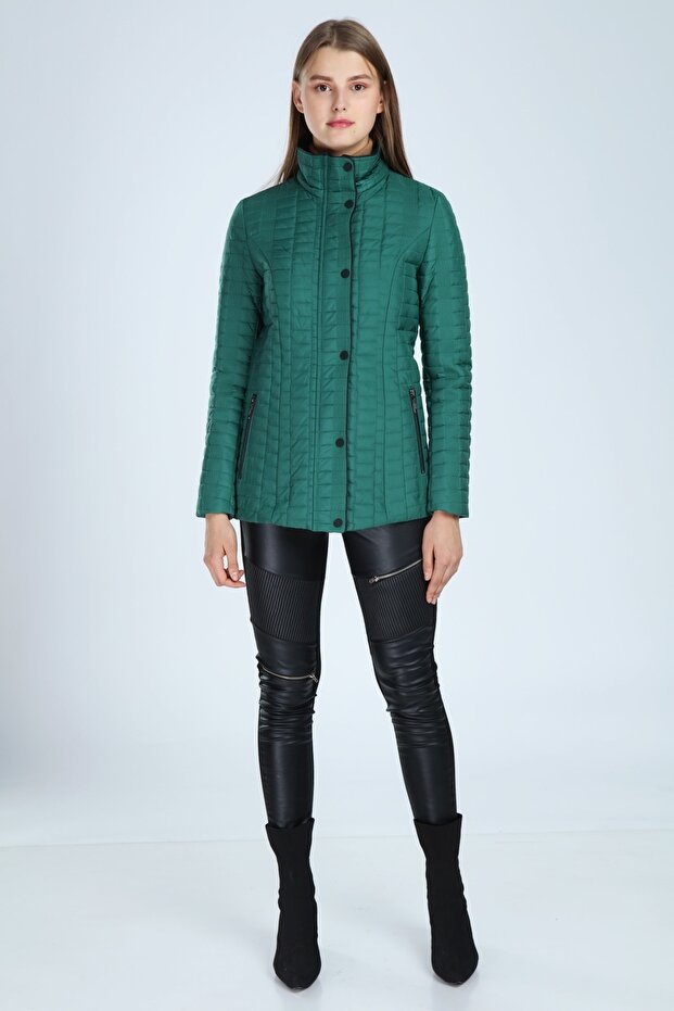 Kadın Yeşil Kapitone Mont - 1