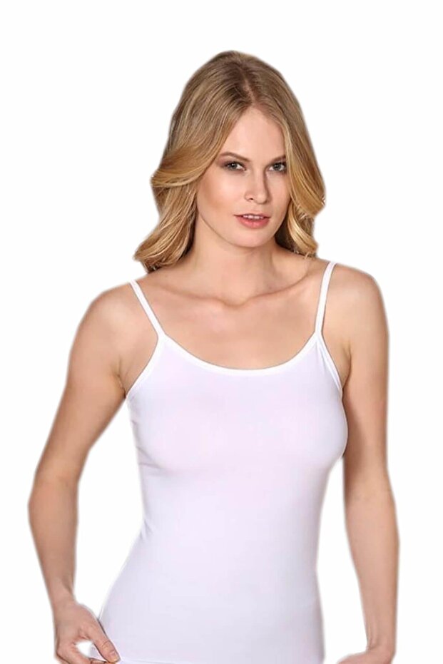 Ip Askılı Elastan Kadın Atlet 3'lü 2128 - 1