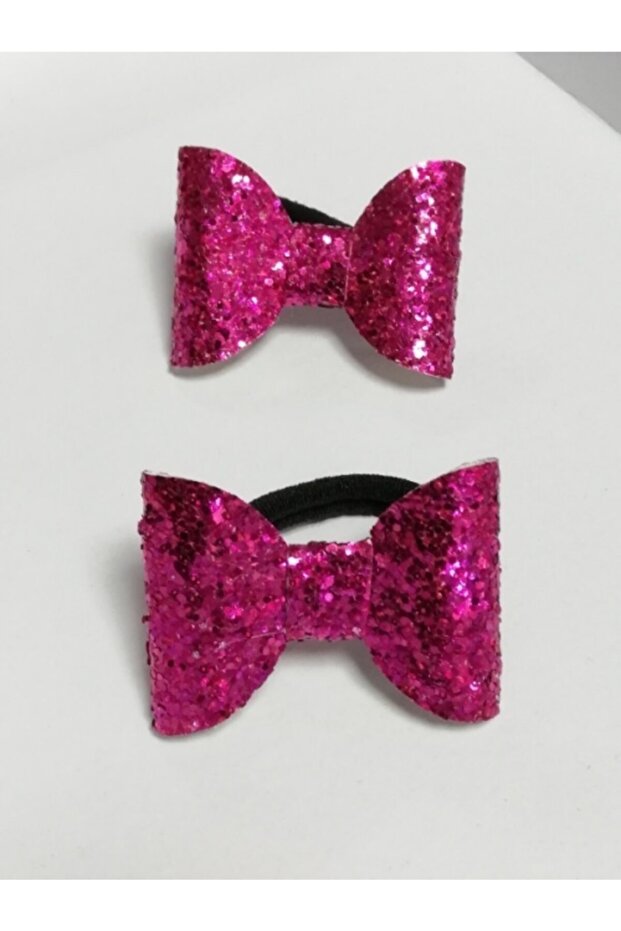 Baby Girl Fuchsia Pink Mini Bow 2 Pack Hair Elastic