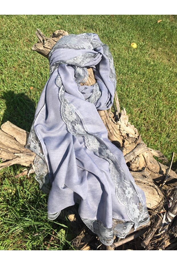 Dantelli Gri Şal - 1