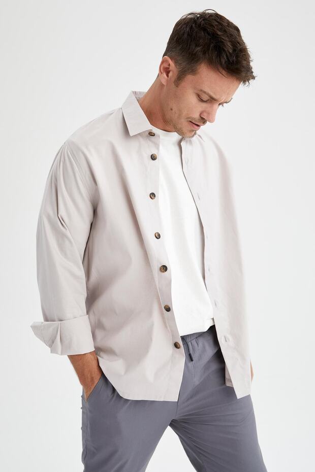 قميص أساسي بأكمام طويلة بقصة عادية - 4