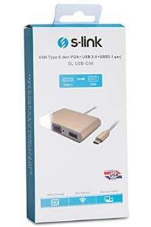 SL-USB-C66 Type-C to VGA+usb3.0+pd Kablo - 2