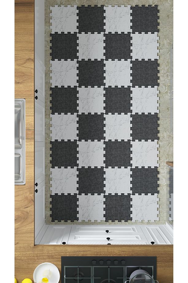 Makinede Yıkanabilir Yumuşak Mutfak Halısı Thm31 | Yapboz Halı | Puzzle Halı - 4