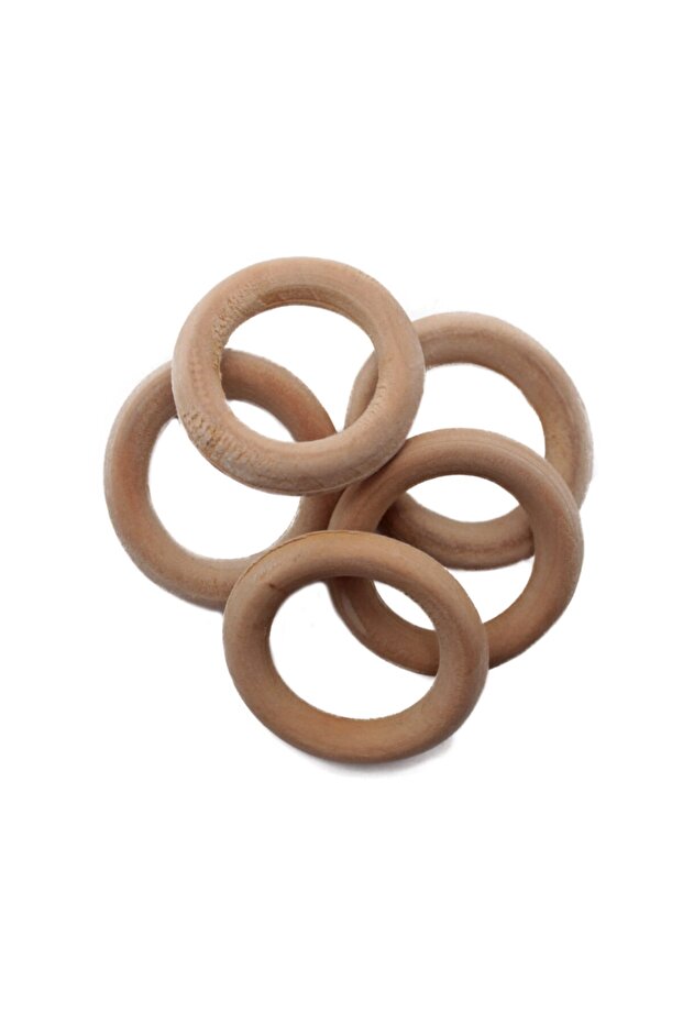 5Pcs 3cm Natural Wood Hoop Pulley Napkin Holder Ring