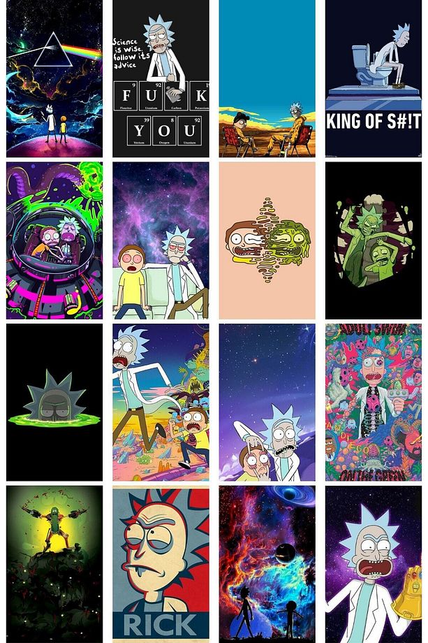 Rick And Morty Duvar Poster Seti - Kolaj Set - 40 Adet - Kalın Kuşe Kağıt - 10cm*14cm - 2