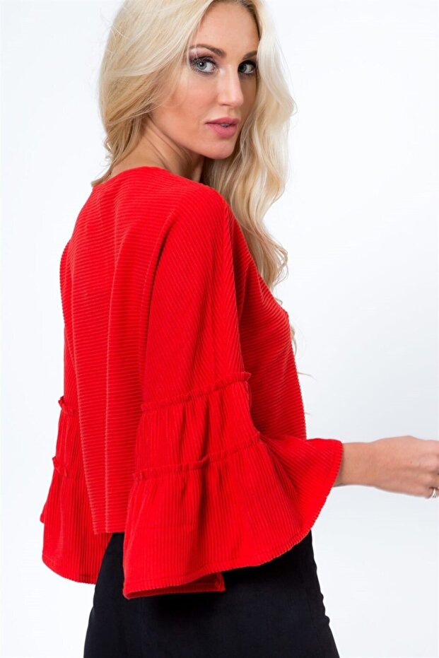 Ispanyol Kol Geniş Kesim Bluz - 4