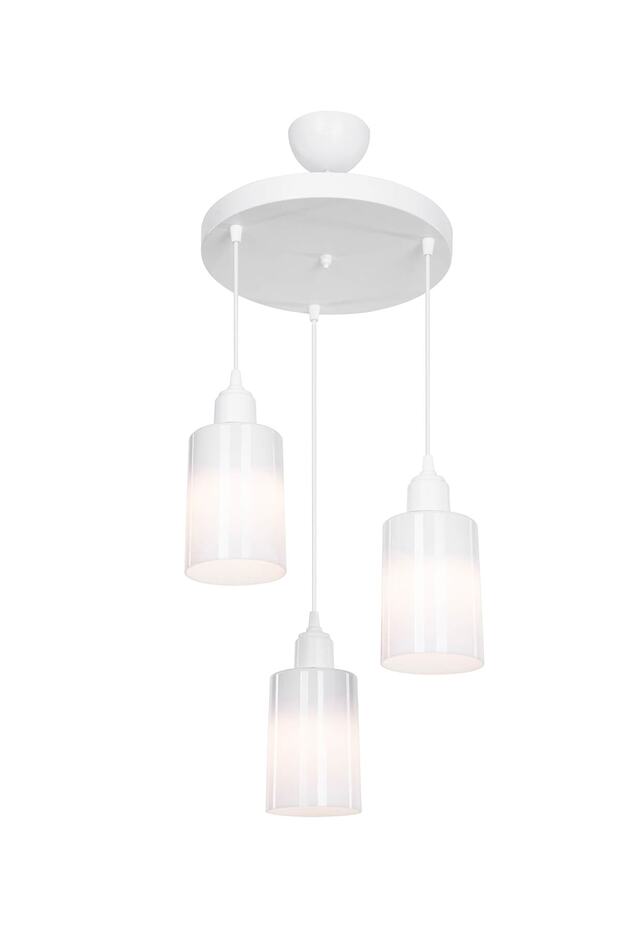 Aksel 3'lü Avize Opal Optik Camlı Beyaz - 2