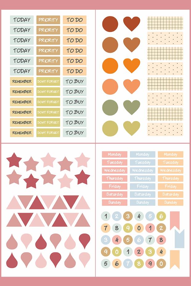 Renkli Yapışkanlı Ajanda, Bullet Journal Sticker Seti - 3