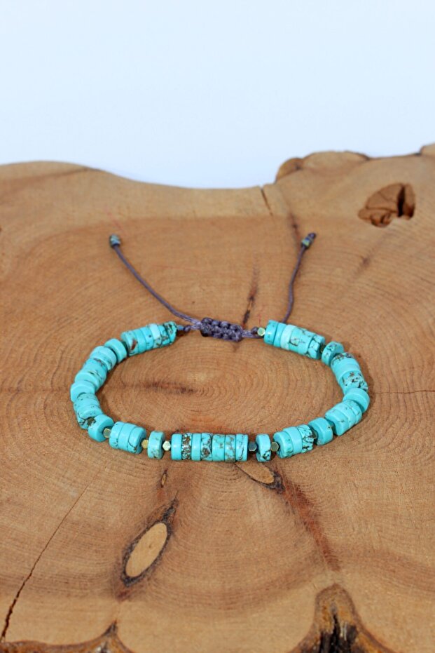 Certified Turquoise and Hematite Natural Stone Women's Bracelet
