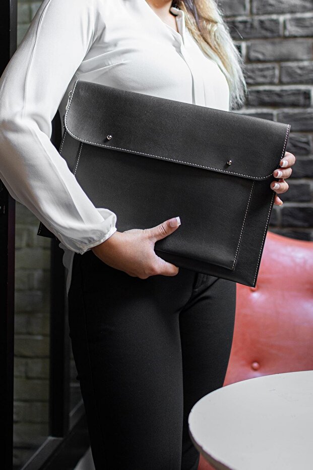 Women's Black Macbook Air Pro 13 13.3-14 Inch Notebook Laptop Case Briefcase Portfolio