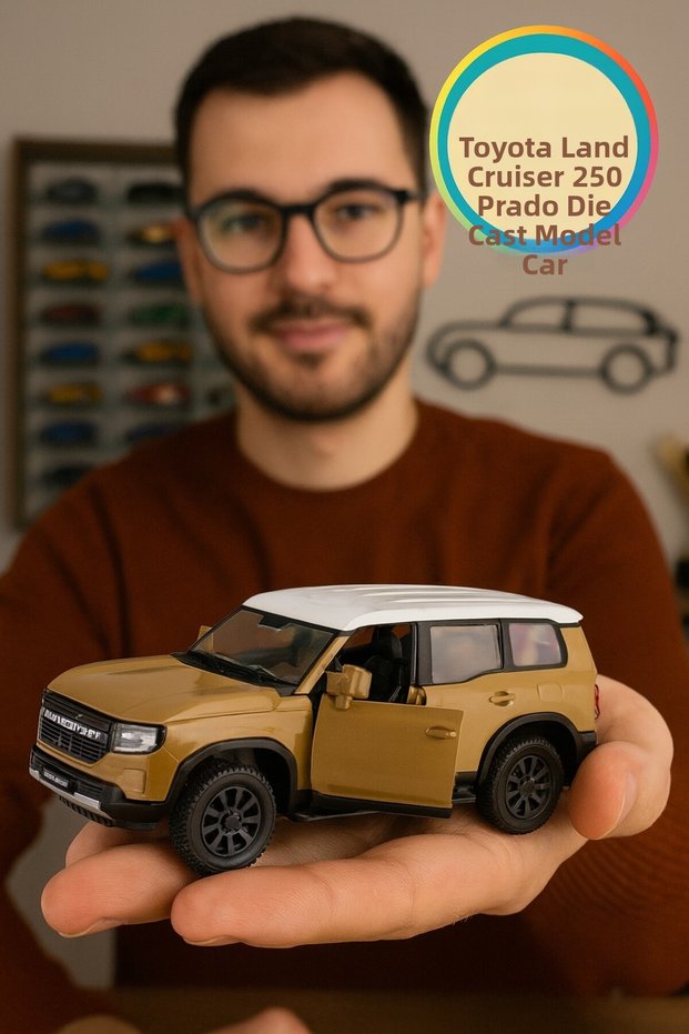 Far East Series Toyota Land Cruiser 250 Prado Beige Opening Doors Diecast Metal Model Car 11 cm
