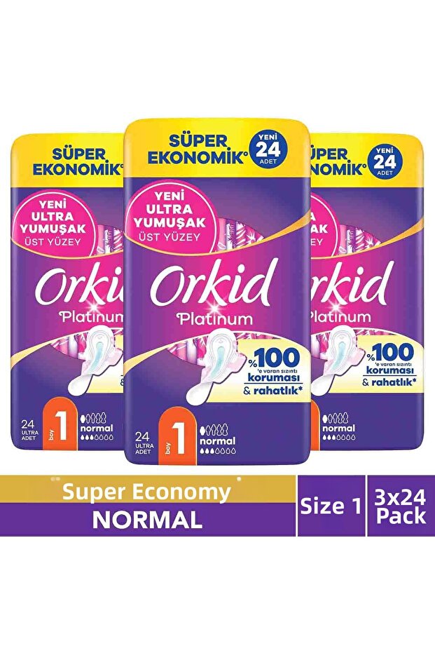 Platinum Normal (Size 1) 24 Pieces Super Economical Hygienic Pads X3
