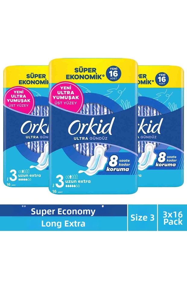 Ultra Long Extra (Size 3) 16 Pieces Super Economical Sanitary Pads X3