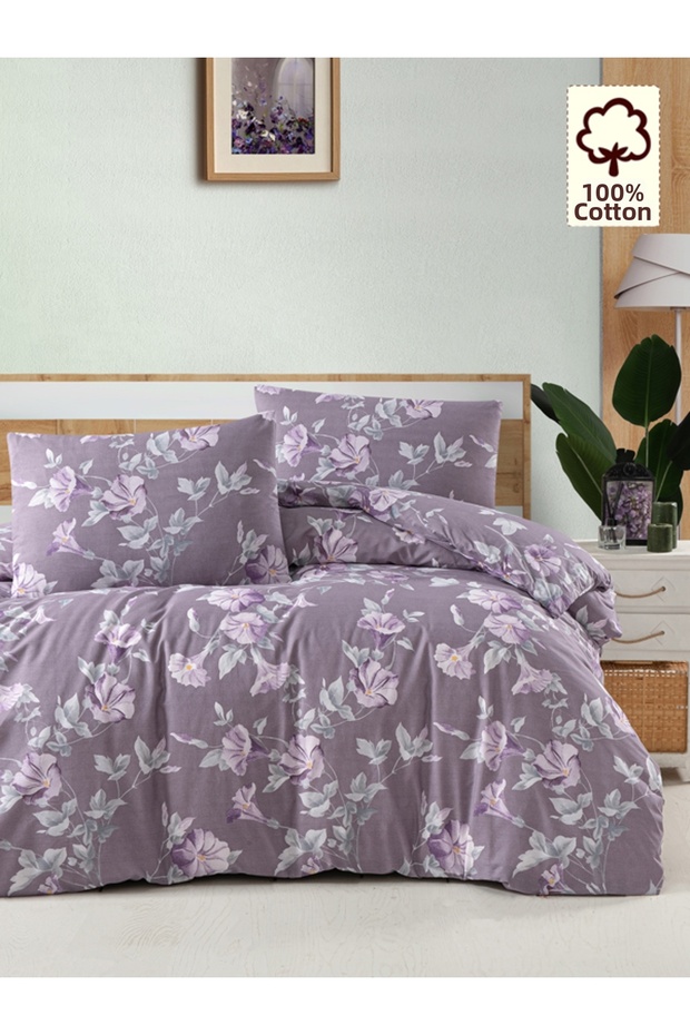 100% Cotton Santino Purple Double Duvet Cover Set