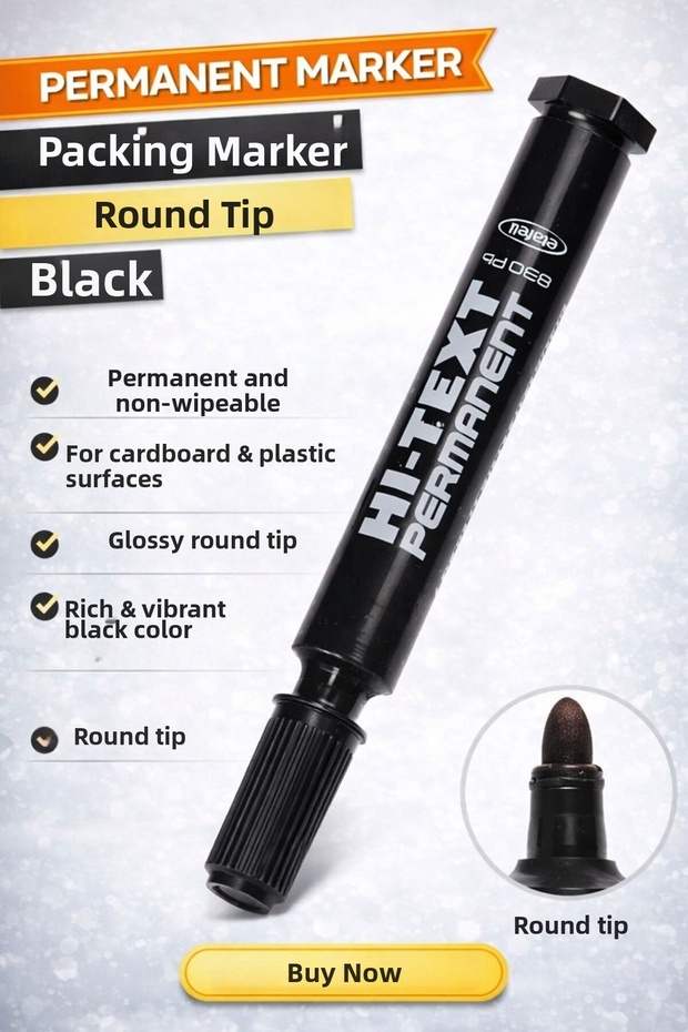 Permanent Marker Koli Pen Round Tip Black - Blue