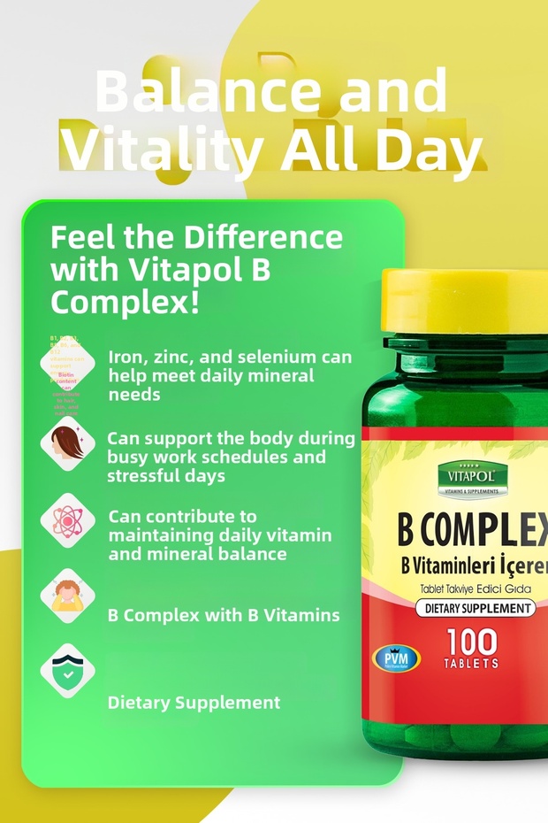 بي كومبلكس 100 قرص فيتامين ب كومبلكس - 2