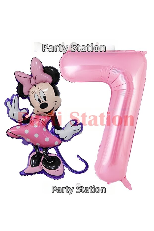 Minnie Mouse Concept 1 Year Old Pink Foil Number Balloon Set