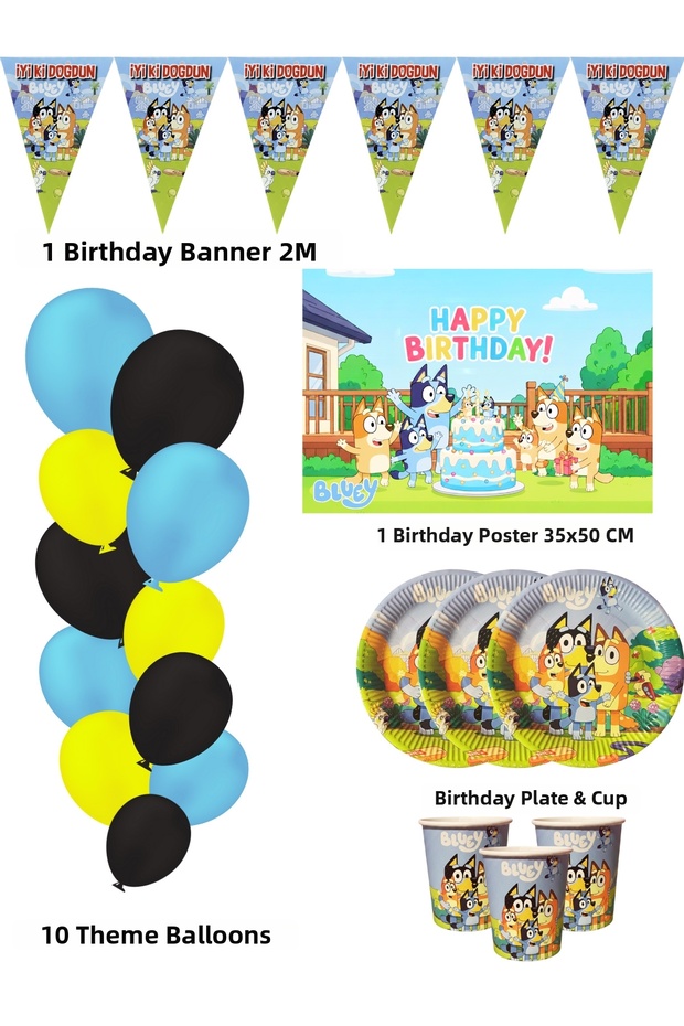 Bluey 24-Piece Birthday Party Supplies Decorations