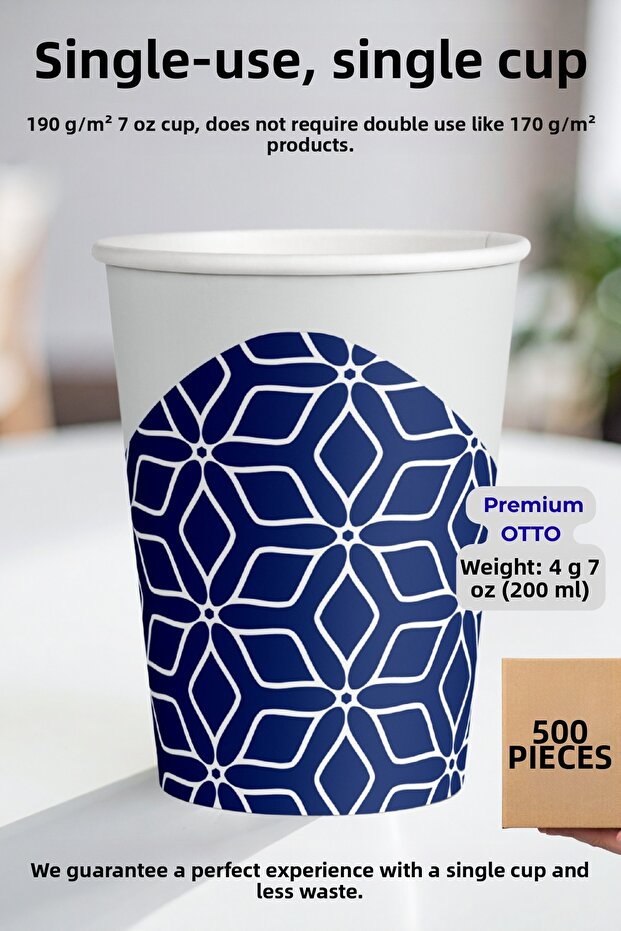7 oz Paper Cups (200 ml) - 500 Pieces - Economic Package Cup Istanbul