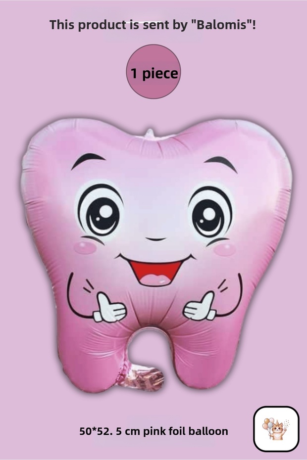 Pink Color Tooth Shaped Foil Balloon My First Tooth Came Out Themed