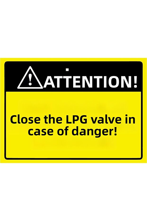 انتبه! أغلق صمام الغاز المسال فورًا عند الطوارئ! لافتة تحذير من مادة PVC مقاس A4 21x30 سم