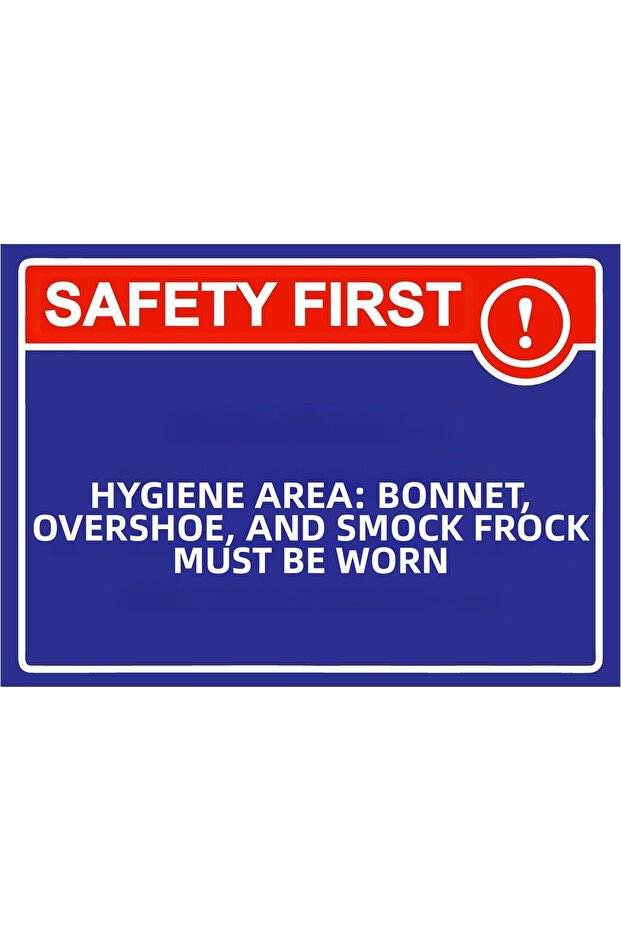 Safety First! Hygiene Area It’S Obligatory to Wear Bonnet Isg Warning Sign Laminated 21X30 cm