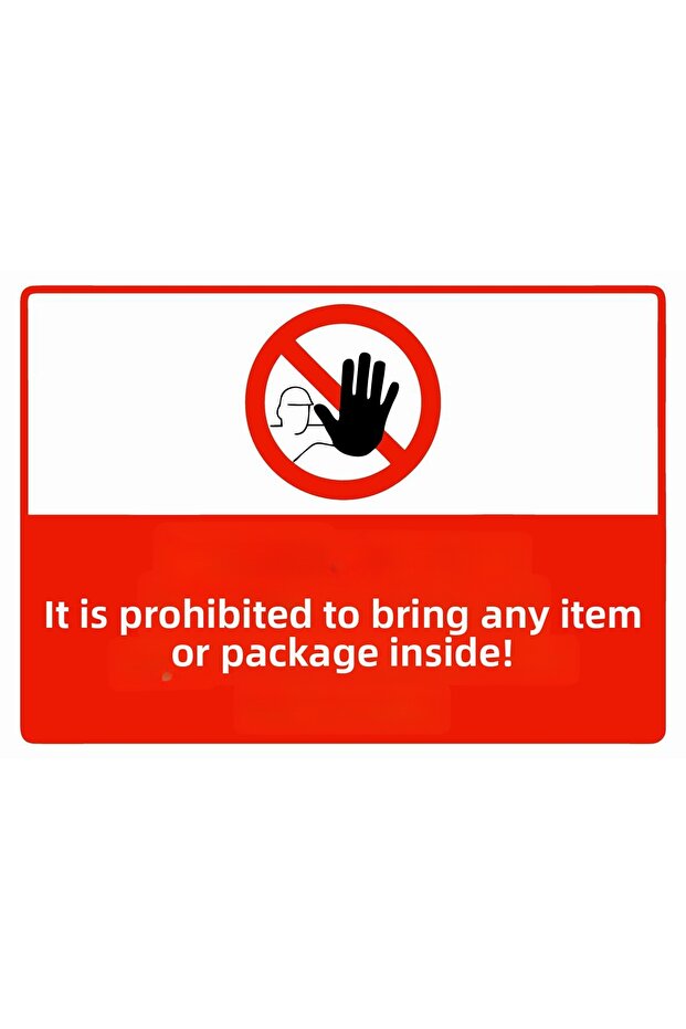 No Packages of Any Kind Are Allowed When Entering Isg Warning Sign Pvc A5 15X21 cm
