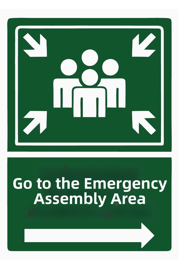 Go to Emergency Assembly Area Isg Warning Sign Pvc A5 15X21 cm