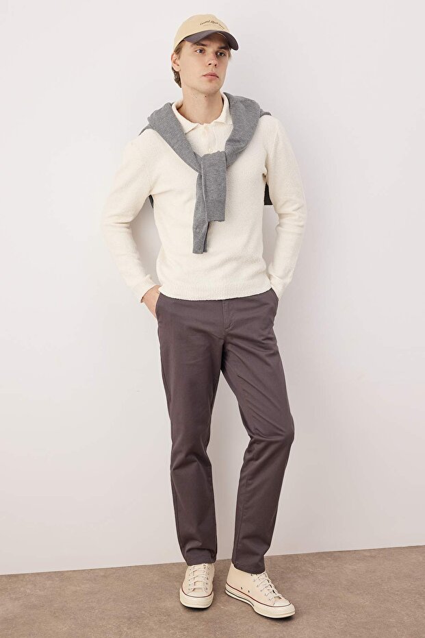 Gri Erkek Gabardin Dokulu Kumaş Pantolon TMNAW26PL00026 - 4