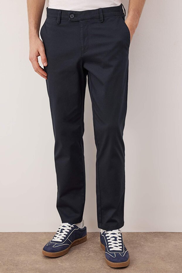 Lacivert Erkek Dokulu Regular Chino Pantolon TMNAW26PL00029 - 1
