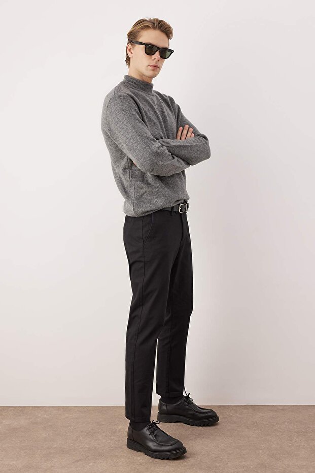 Siyah Erkek Dokulu Regular Chino Pantolon TMNAW26PL00029 - 3